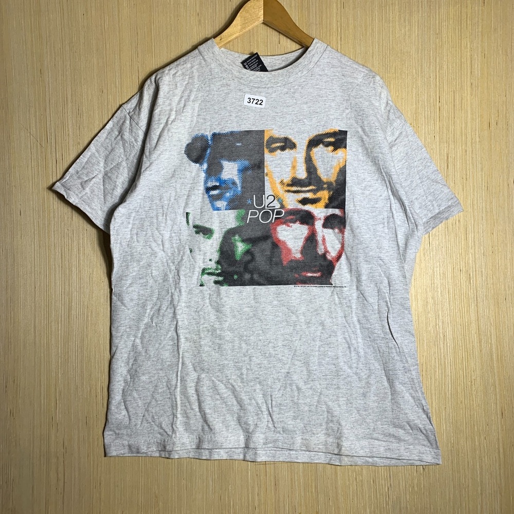 Vintage U2 Band Tee Shirt Large Grey Short Sleeve Men's Graphic Print 90's